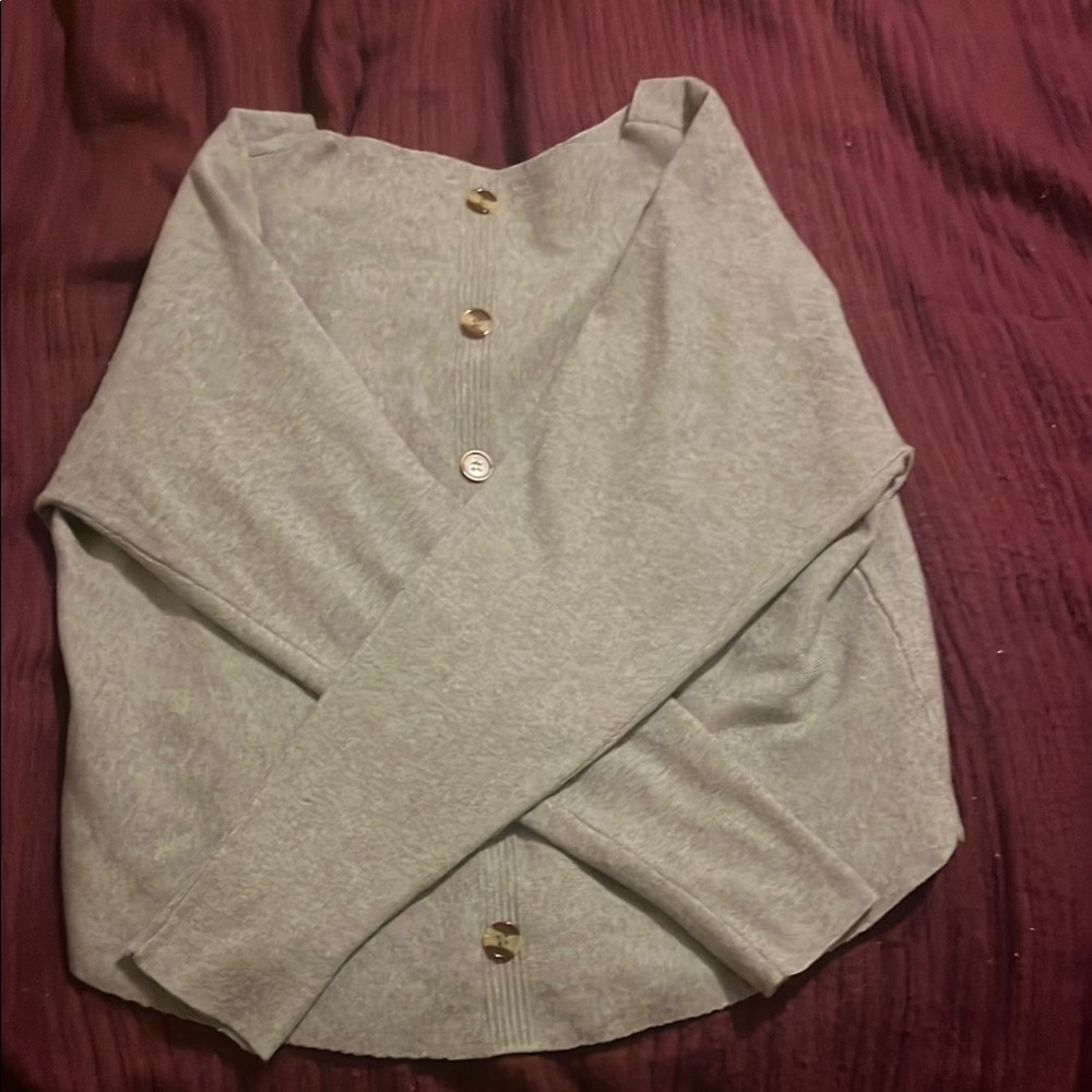 Gray Button-Up Women's Sweater